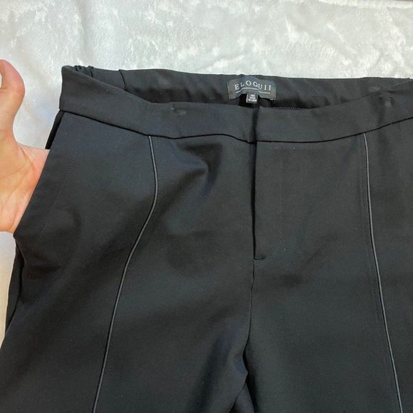 Eloquii Women's Front Stripe Textured Black Skinny Dress Pants Size 18 Short - Picture 5 of 12